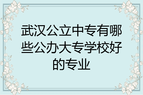 武汉公立中专有哪些公办大专学校好的专业