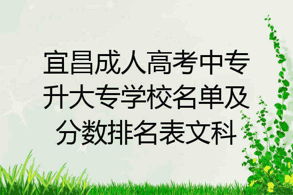 宜昌成人高考中专升大专学校名单及分数排名表文科