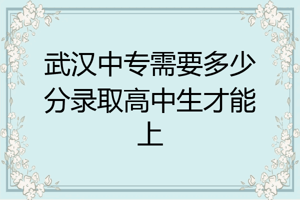 武汉中专需要多少分录取高中生才能上