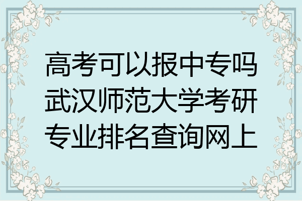 高考可以报中专吗武汉师范大学考研专业排名查询网上