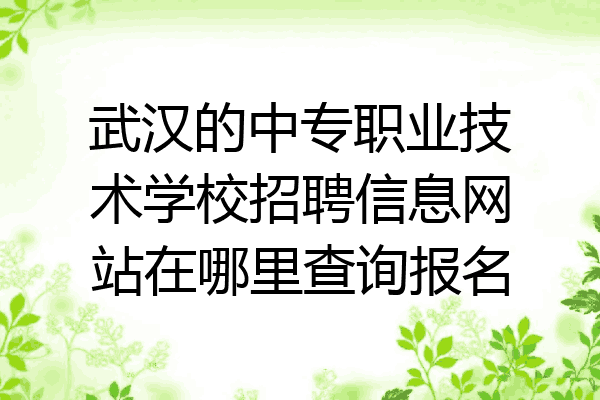 武汉的中专职业技术学校招聘信息网站在哪里查询报名