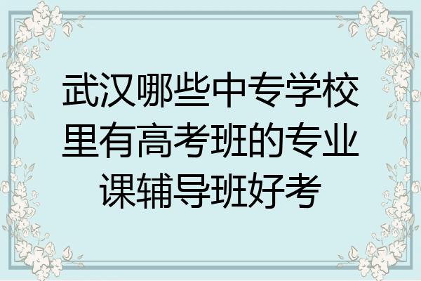 武汉哪些中专学校里有高考班的专业课辅导班好考