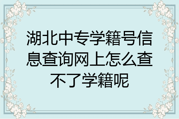 湖北中专学籍号信息查询网上怎么查不了学籍呢