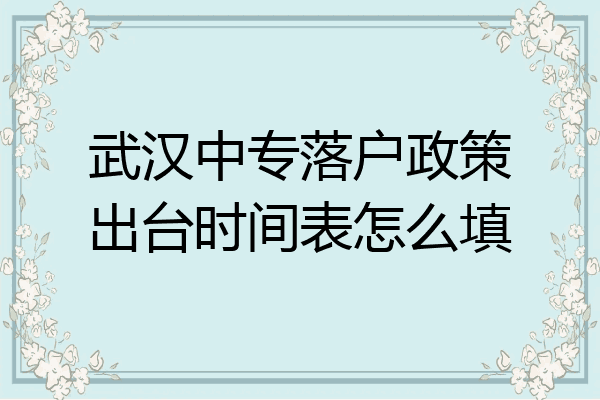 武汉中专落户政策出台时间表怎么填