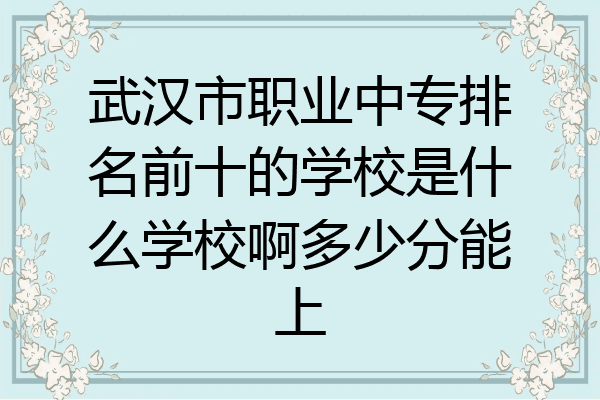 武汉市职业中专排名前十的学校是什么学校啊多少分能上