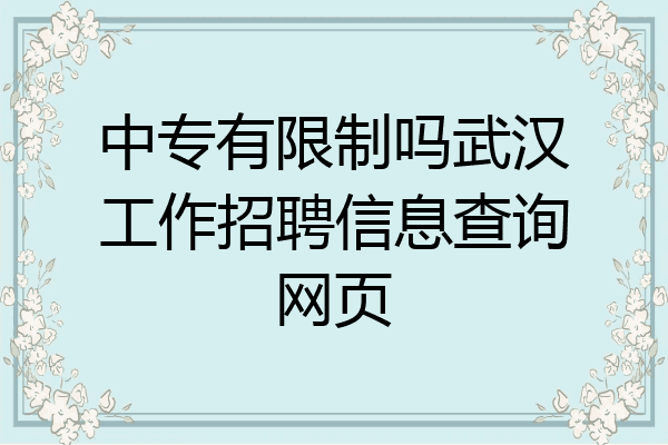 中专有限制吗武汉工作招聘信息查询网页