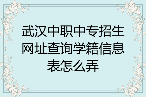 武汉中职中专招生网址查询学籍信息表怎么弄
