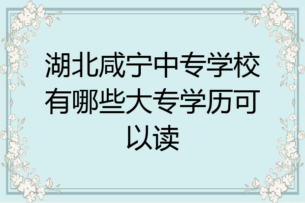 湖北咸宁中专学校有哪些大专学历可以读