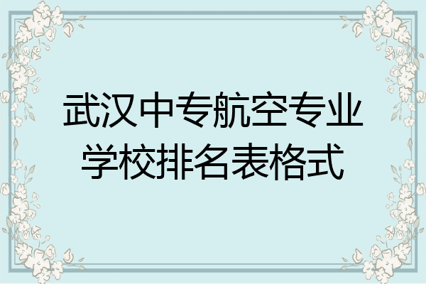 武汉中专航空专业学校排名表格式