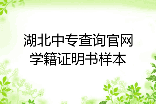 湖北中专查询官网学籍证明书样本