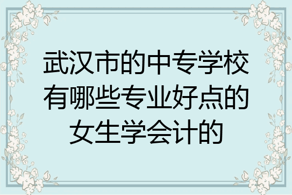 武汉市的中专学校有哪些专业好点的女生学会计的