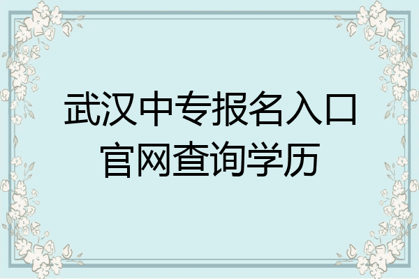 武汉中专报名入口官网查询学历