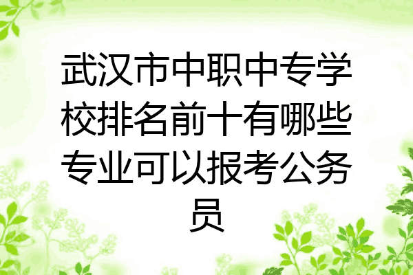 武汉市中职中专学校排名前十有哪些专业可以报考公务员