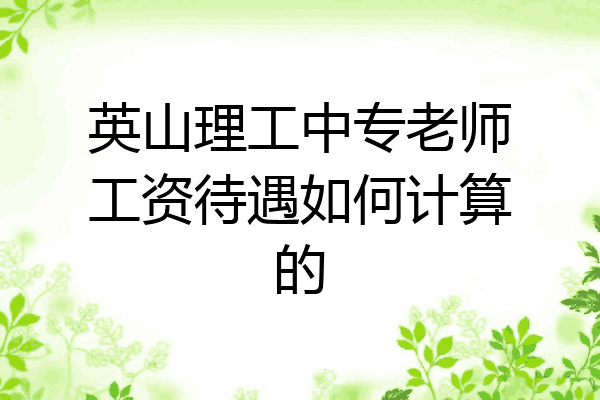 英山理工中专老师工资待遇如何计算的