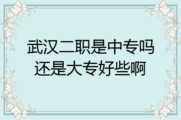 武汉二职是中专吗还是大专好些啊
