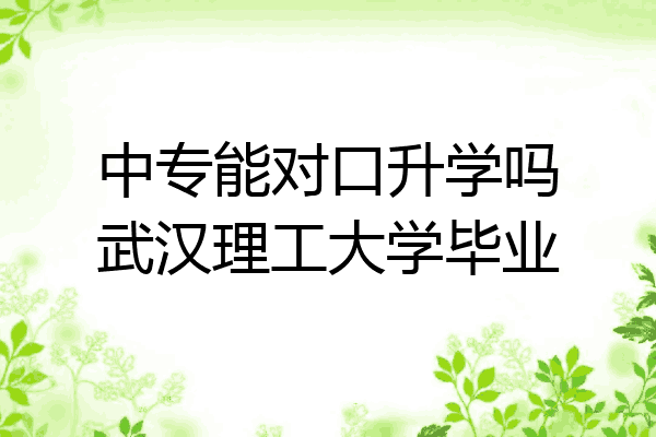 中专能对口升学吗武汉理工大学毕业