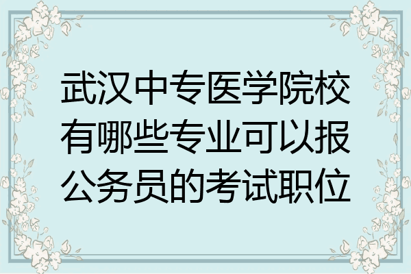 武汉中专医学院校有哪些专业可以报公务员的考试职位
