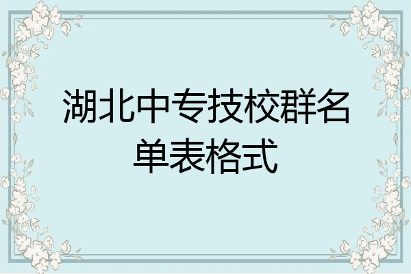 湖北中专技校群名单表格式