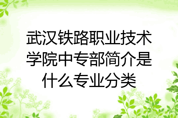 武汉铁路职业技术学院中专部简介是什么专业分类