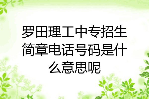 罗田理工中专招生简章电话号码是什么意思呢