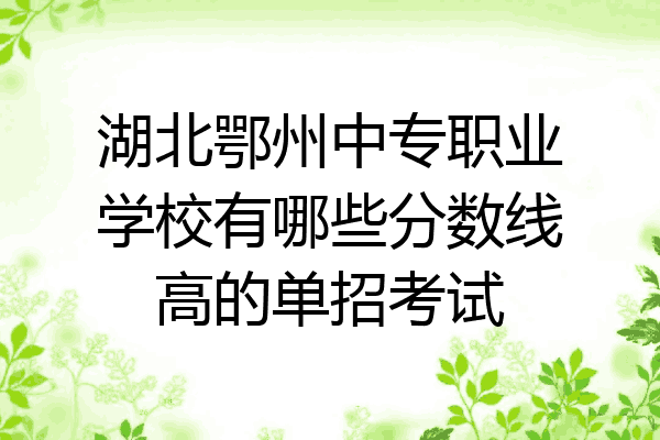 湖北鄂州中专职业学校有哪些分数线高的单招考试
