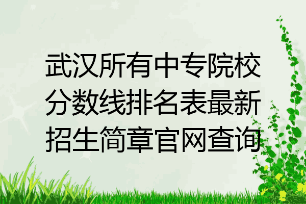 武汉所有中专院校分数线排名表最新招生简章官网查询