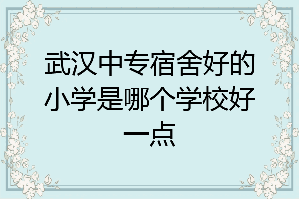 武汉中专宿舍好的小学是哪个学校好一点
