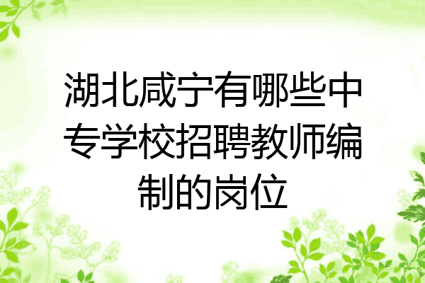 湖北咸宁有哪些中专学校招聘教师编制的岗位