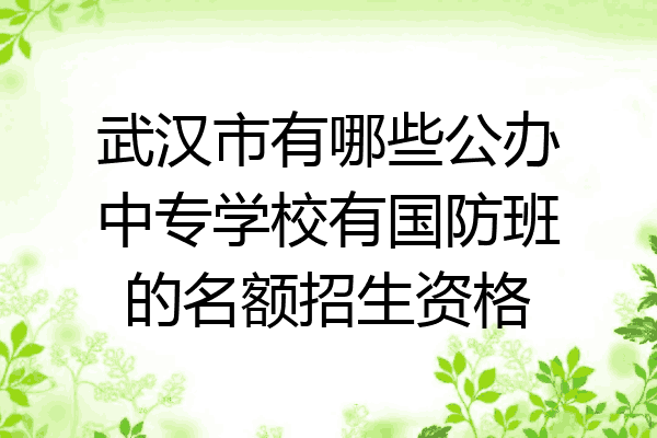 武汉市有哪些公办中专学校有国防班的名额招生资格