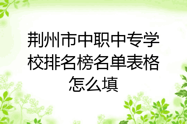 荆州市中职中专学校排名榜名单表格怎么填