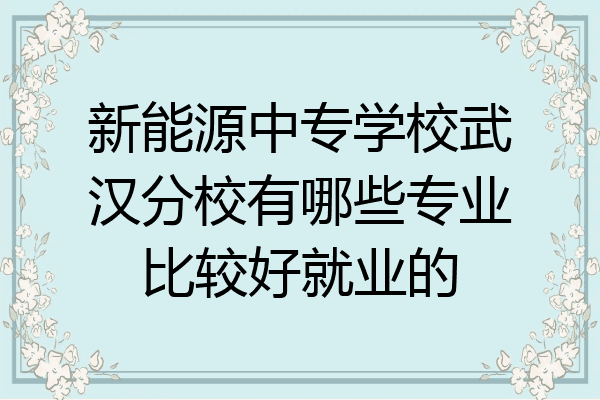 新能源中专学校武汉分校有哪些专业比较好就业的