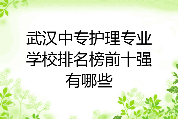 武汉中专护理专业学校排名榜前十强有哪些