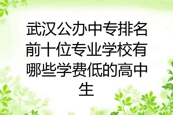 武汉公办中专排名前十位专业学校有哪些学费低的高中生