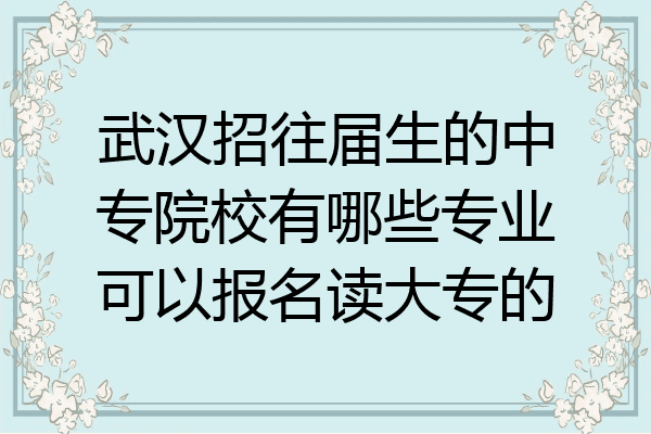武汉招往届生的中专院校有哪些专业可以报名读大专的
