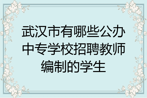 武汉市有哪些公办中专学校招聘教师编制的学生