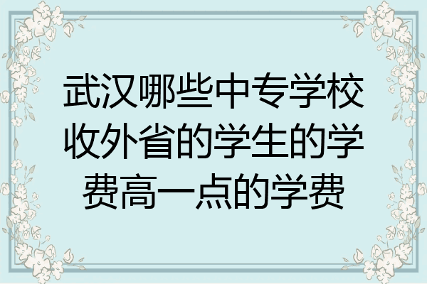 武汉哪些中专学校收外省的学生的学费高一点的学费