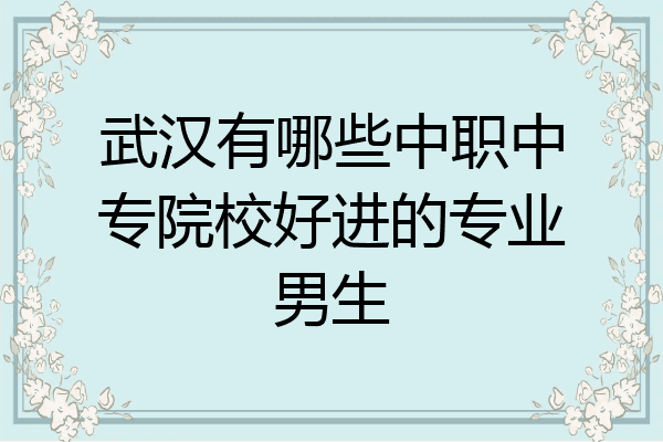 武汉有哪些中职中专院校好进的专业男生