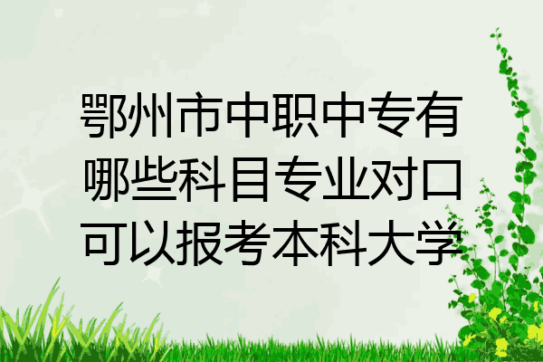 鄂州市中职中专有哪些科目专业对口可以报考本科大学