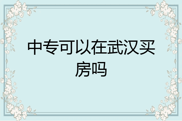 中专可以在武汉买房吗