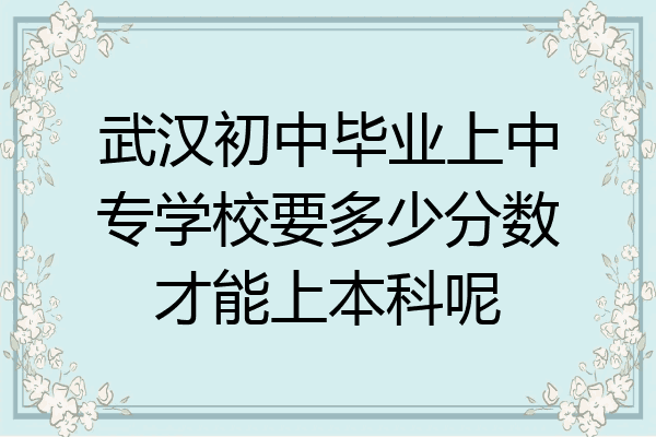 武汉初中毕业上中专学校要多少分数才能上本科呢