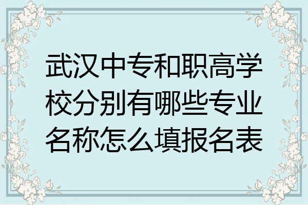 武汉中专和职高学校分别有哪些专业名称怎么填报名表