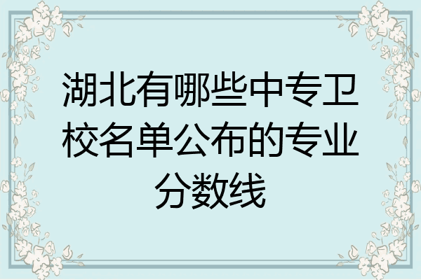 湖北有哪些中专卫校名单公布的专业分数线