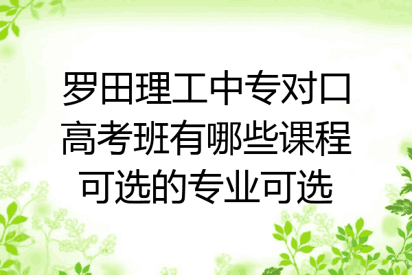 罗田理工中专对口高考班有哪些课程可选的专业可选