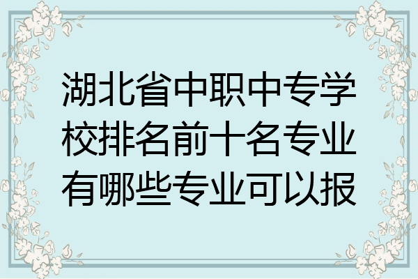 湖北省中职中专学校排名前十名专业有哪些专业可以报