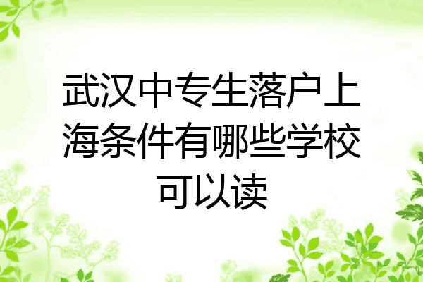 武汉中专生落户上海条件有哪些学校可以读