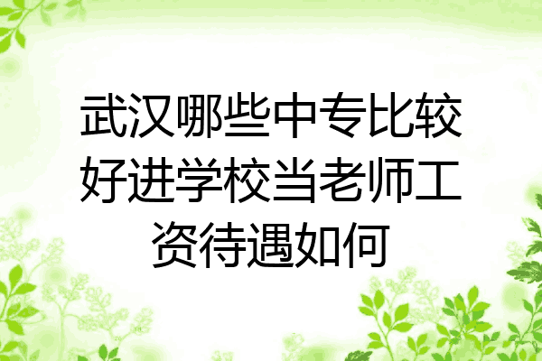 武汉哪些中专比较好进学校当老师工资待遇如何