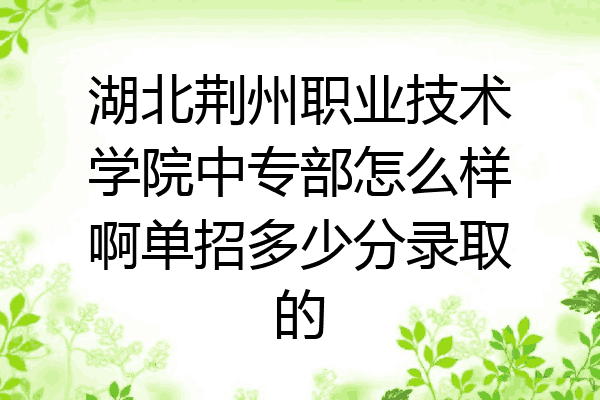 湖北荆州职业技术学院中专部怎么样啊单招多少分录取的