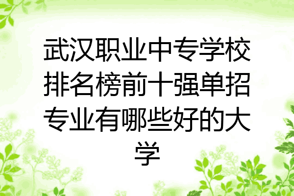 武汉职业中专学校排名榜前十强单招专业有哪些好的大学