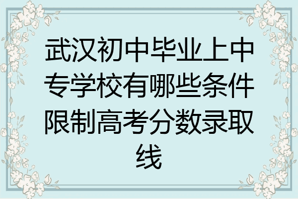 武汉初中毕业上中专学校有哪些条件限制高考分数录取线