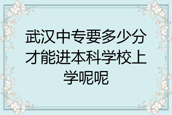 武汉中专要多少分才能进本科学校上学呢呢